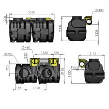 Olie - en benzine afscheider met bypass PSDC 50 DN400 BYPASS 